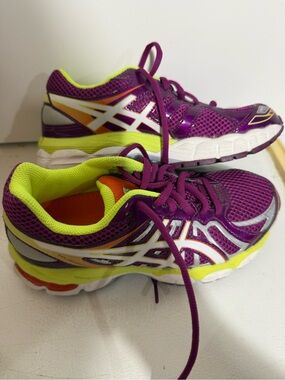 ASICS Purple with Neon Yellow and Orange Kids' Sneakers